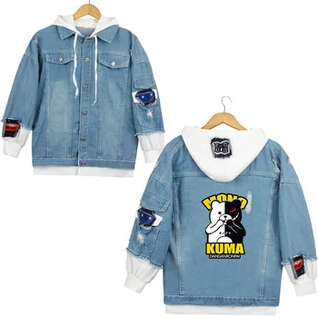 

anime Danganronpa: Trigger Happy Havoc monokuma Jean Jacket Cosplay Costume Fashion Unisex monokuma hoodie denim hole jacket