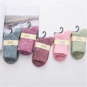 

Socks Thick Line Pure Color Female Lines Double Needle National Wind Pure Color with Thick Warm Socks Calzini Donna Womens Socks