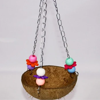 

Parrot Toy Bird Toy Natural Coconut Shell Bird Nest Hammock Swing Hanging Chew Toy Pet Supplies