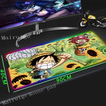 

Mairuige Red Game Large RGB Mouse Pad Sewing Anime One Piece Lufei Playing Laptop Computer Desk Mat Rubber Universal Non-slip
