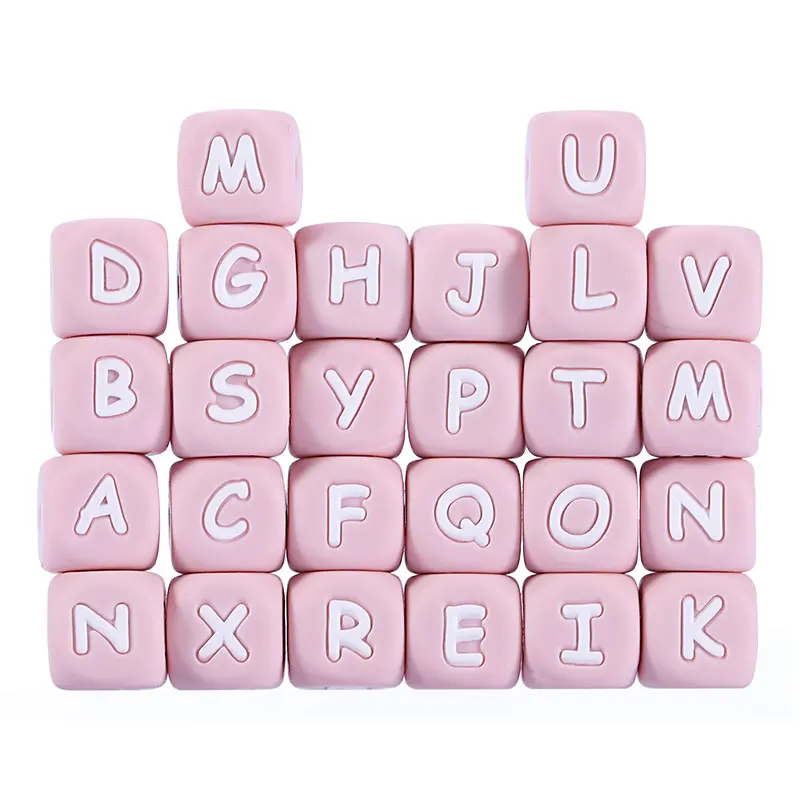 New 100pc Alphabet Silicone Chewing Beads For Teething Necklace Food Grade BPA Free Letter DIY Baby Name Baby Teether