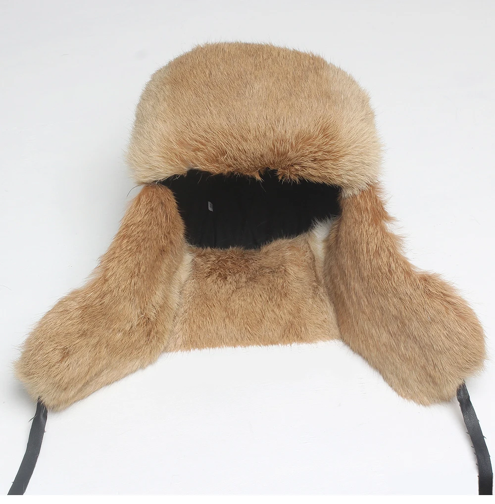 Winter women's natural rabbit fur hats lady 100%genuine real rabbit fur caps brand fashion real Leather hats retail wholesale