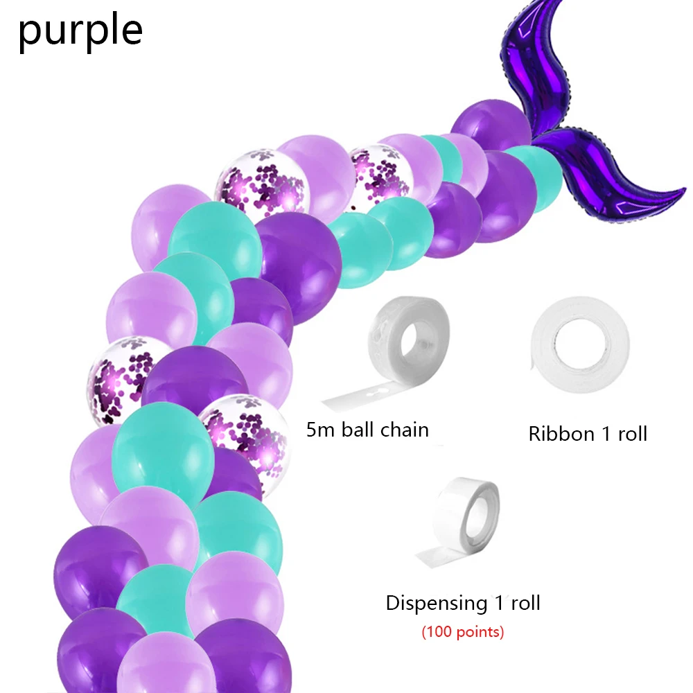 Purple 42 шт./компл. Русалка шар гирлянда набор одеяло «хвост русалки» шар «Подводное царство» декорации на свадьбу, вечеринку для девочек День рождения Декор - Цвет: Purple