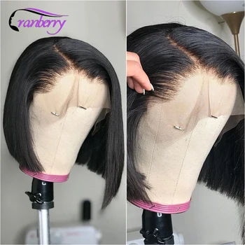 

Cranberry Hair Straight Lace Front Human Hair Wigs For Women Remy Malaysian Hair Short Bob Wig Preplucked 4x4 Lace Closure Wig