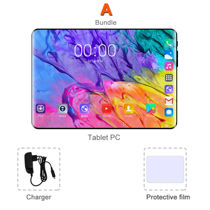 Планшеты 10,1 дюймов Android 8,0 Octa Core 6 ГБ Оперативная память 64 Гб Встроенная память 3g 4 аппарат не привязан к оператору сотовой связи 1280*800 ips 5.0MP сим-карты ips стекло для ПК, планшета Экран 10 - Комплект: Комплект 1