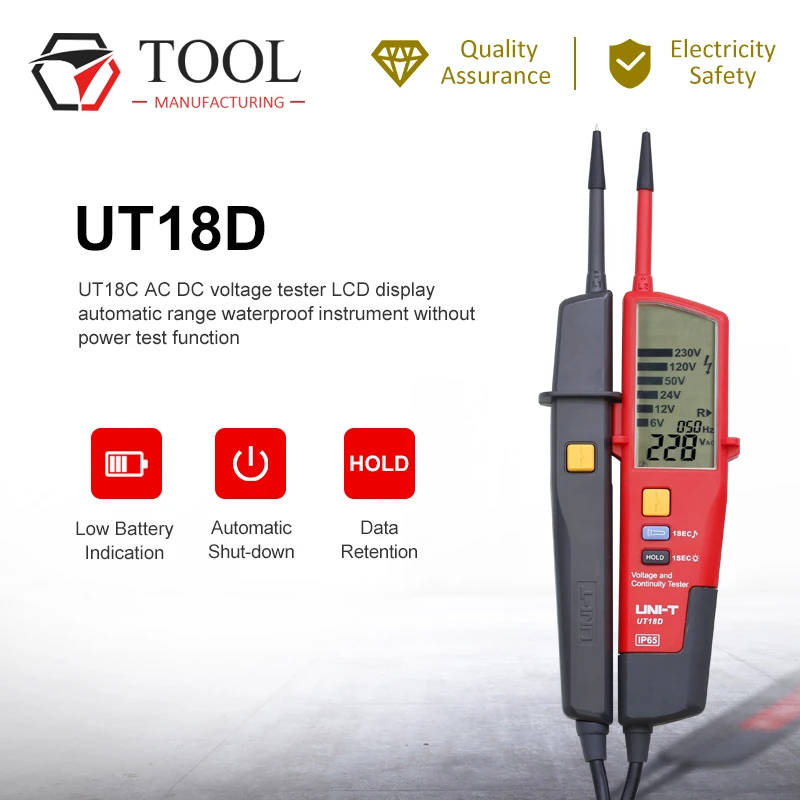 UNI-T UT18D измерители напряжения светодиодный/ЖК-дисплей напряжение и Непрерывность тестер ers Авто Диапазон вольт детекторы ручка тестовый инструмент