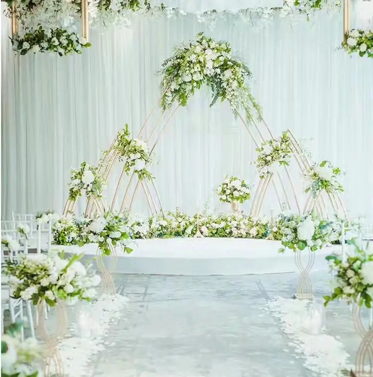 

New wrought iron arch wedding stage background props wrought iron background decorative ornaments wrought iron triangle arch scr