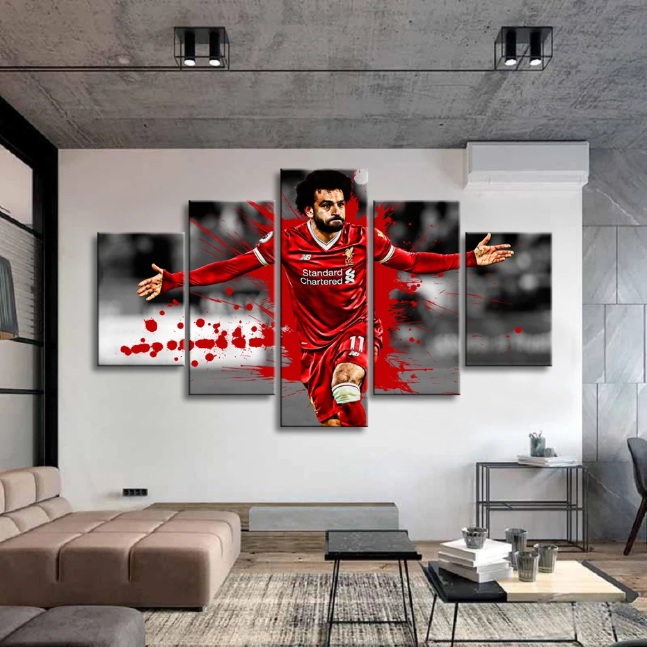 

HD Liverpool Salah Posters 5 Pieces Canvas Paintings Football Stars Wall Art Sports Print Wall Pictures Kids Gifts Home Decor