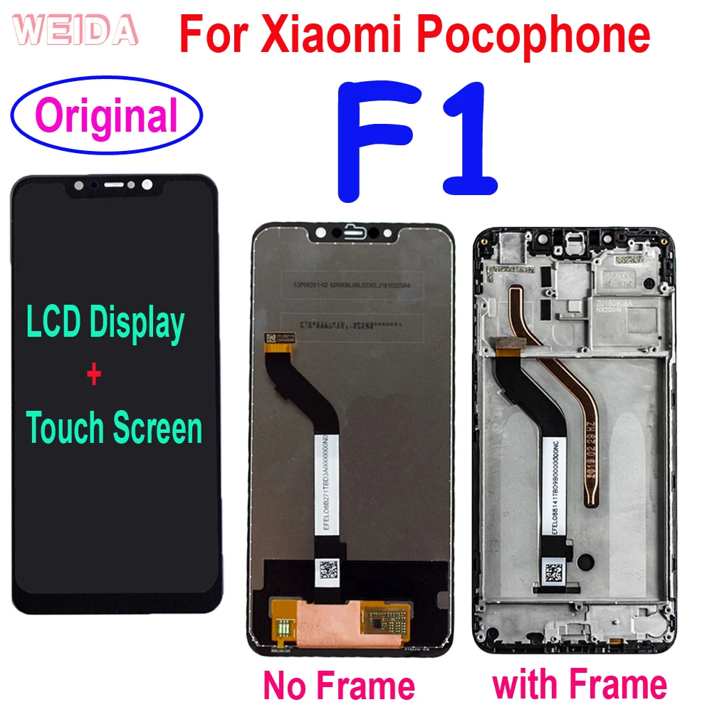 6.18 "Lcd Originale Per Xiaomi Pocophone F1 Schermo Lcd Per Poco F1 Lcd Touch Screen Assembly Con Cornice Per Xiaomi F1 Lcd
