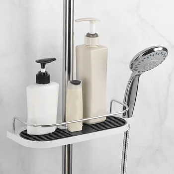 

Multifunctional Shower Lift Bar Storage Rack Punch-free Shower Rod Storage Tray TP899
