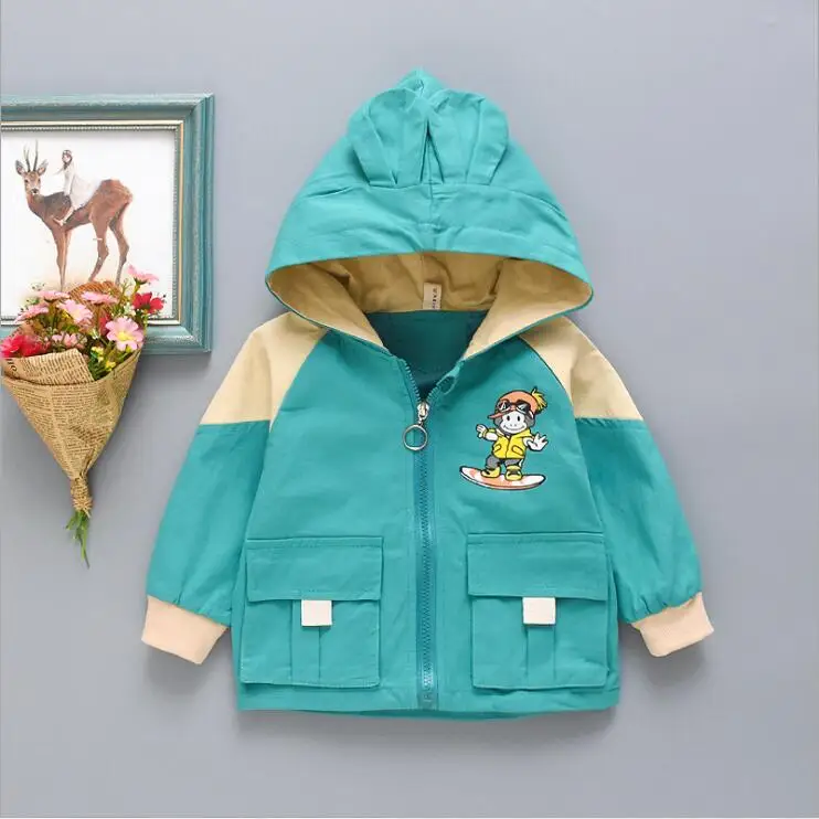 НОВЫЕ куртки boys'весна-осень детская одежда с героями мультфильмов осеннее хлопковое пальто с ветровым стеклом - Цвет: Армейский зеленый