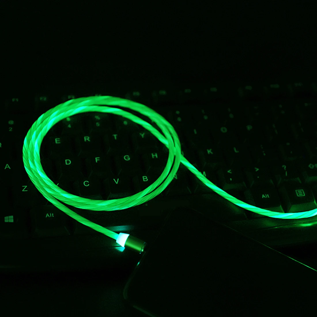 Магнитный струящийся светильник светодиодный стример Micro USB кабель для зарядки samsung S10 S9 type-c магнитное зарядное устройство 1 м для Iphone huawei P30