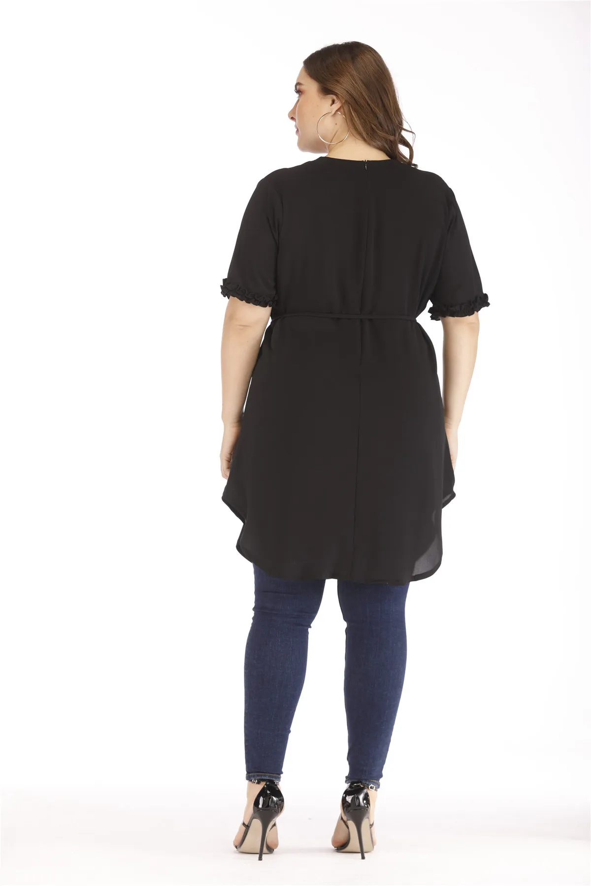 TUHAO, большие размеры 5XL 4XL 3XL, черные шифоновые блузки с бисером, женские длинные топы, модные повседневные рубашки с бисером, женские блузки WM01
