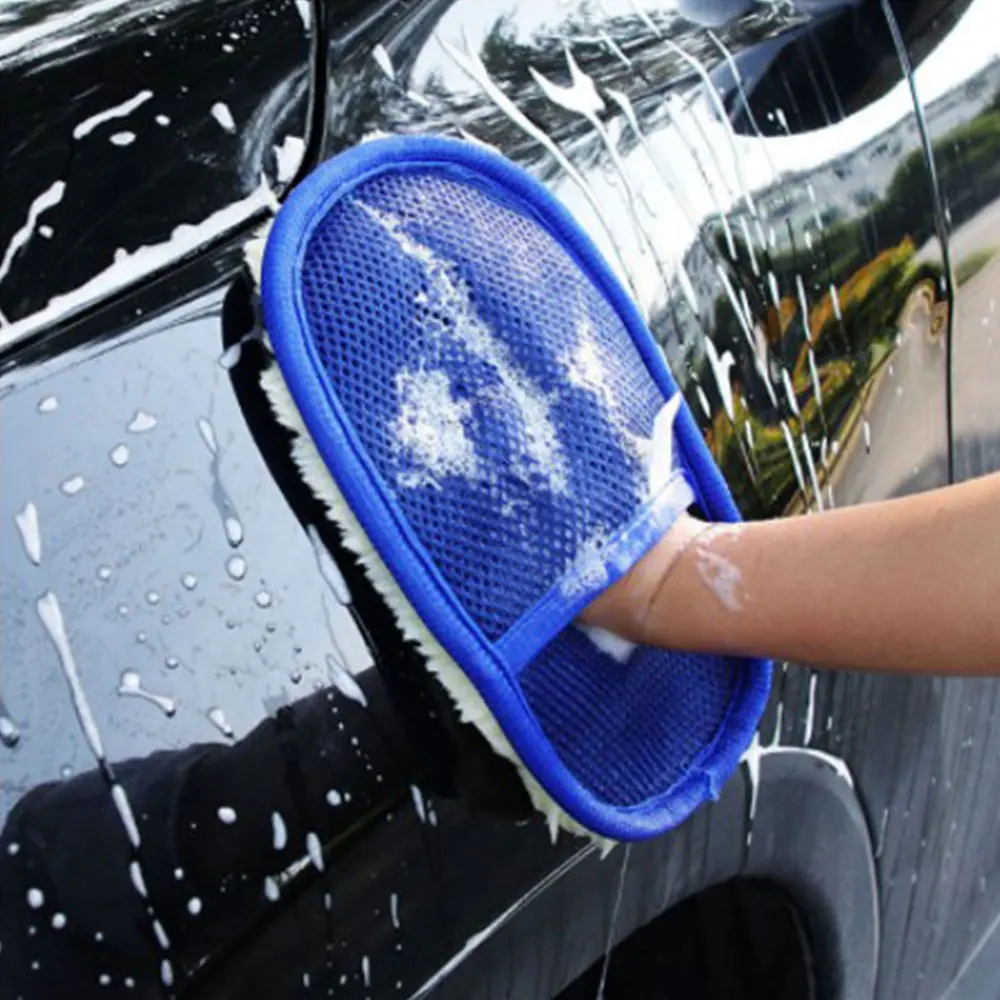 Автомобильные перчатки для мытья шерсти, полировальные перчатки для автомобиля, чистые полировочные Плюшевые аксессуары для автомобиля с медведем