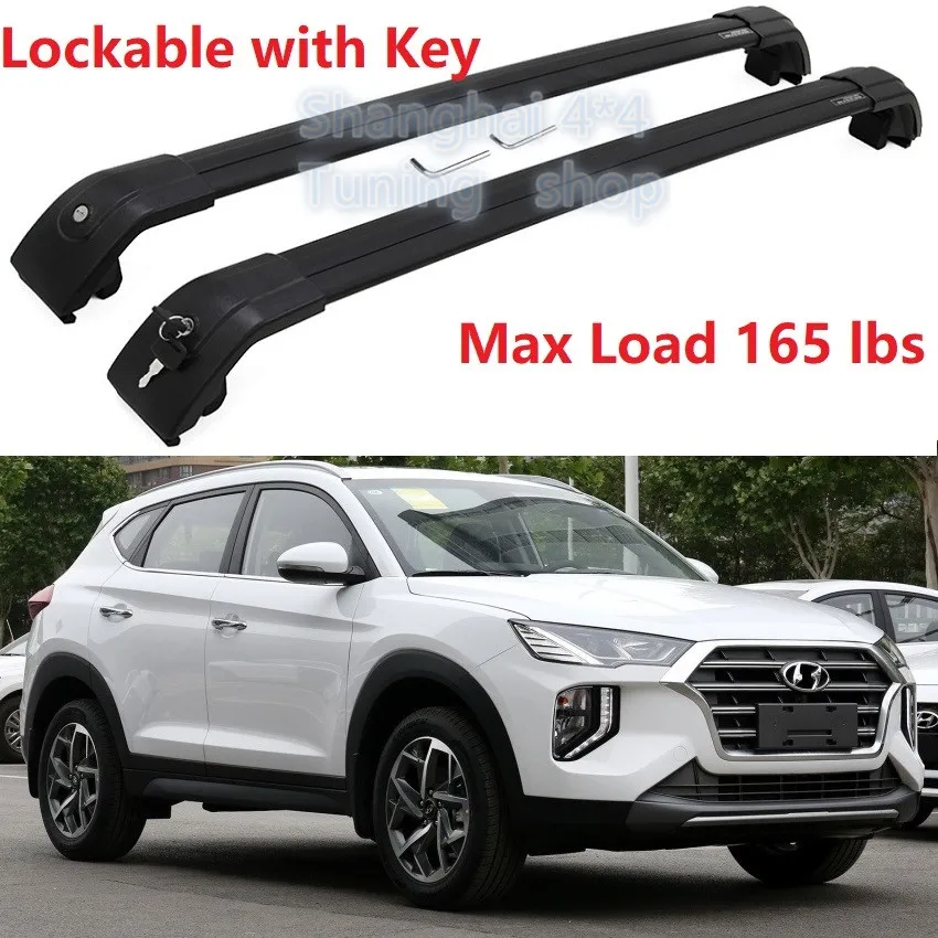 Lockable black for Hyundai TUCSON 2016 2021 roof rack rail cross bar