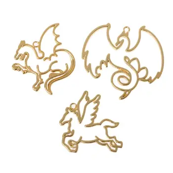 

3Pc Dragon Horse Frame Pendant Bezel Setting Cabochon Setting UV Resin Jewelry