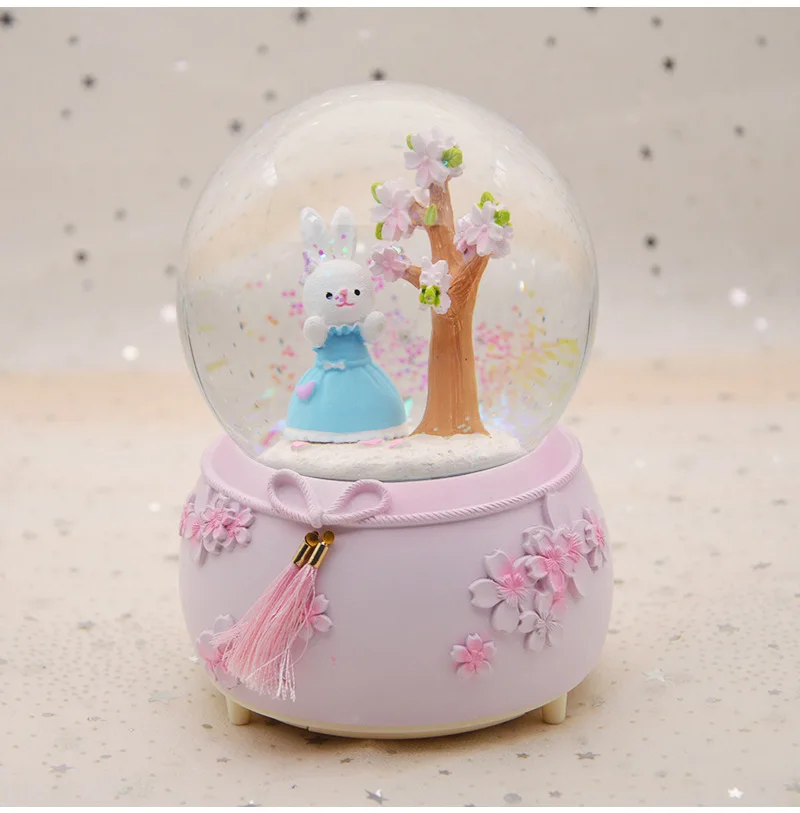 Миниатюрная модель с кисточкой и узлом в виде цветочной елки, снежный шар, хрустальный шар, Рождественская музыкальная шкатулка, Рождественское украшение для дома, подарок на день рождения