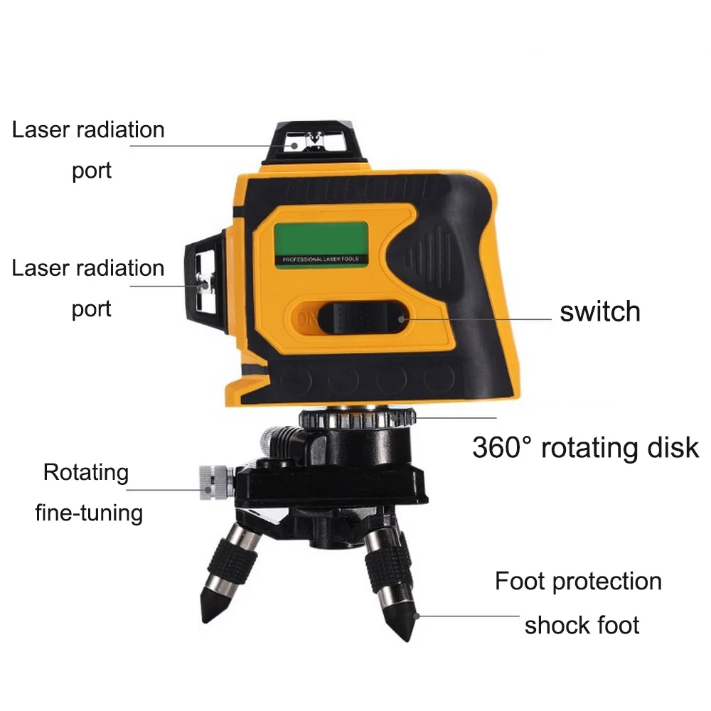 

12-Line 3D green Laser Level Self-Leveling 360 degree Laser Beam Line Aluminium alloy Mounting Level Set Self-leveling