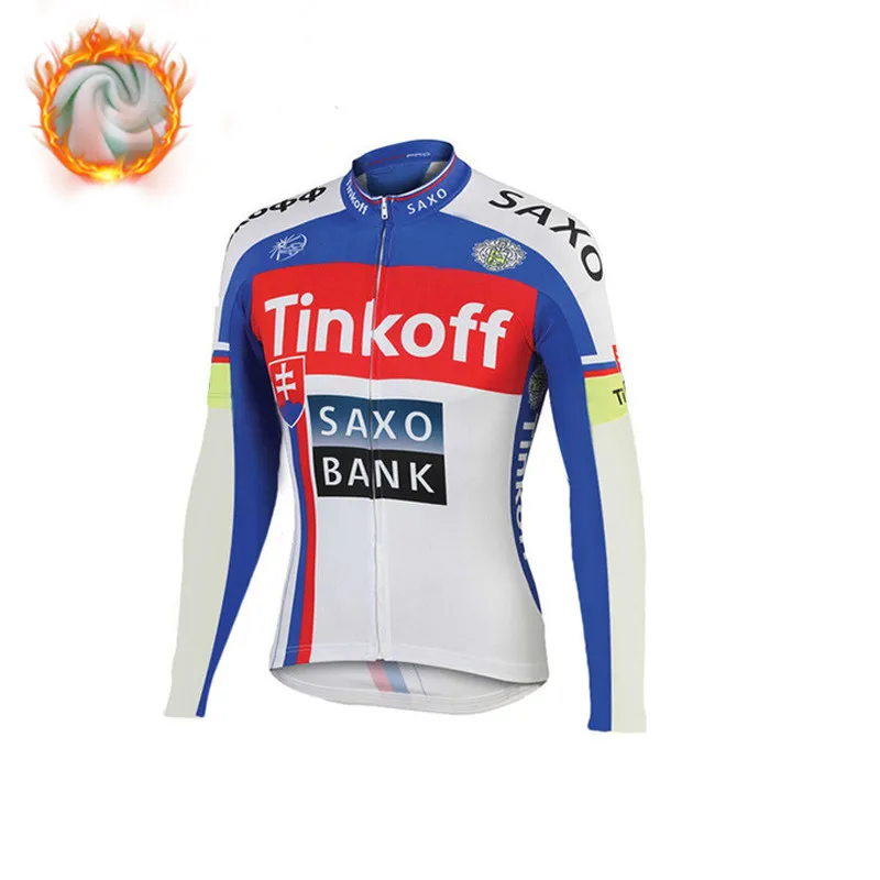 Winter Cycling Shirt Tinkoff зимняя одежда для велоспорта, термальный флисовый комплект для велоспорта, Ropa Bike, MTB, комбинезон, брючный костюм, Майо, Ciclismo Hombre - Цвет: Winter Cycling Shirt