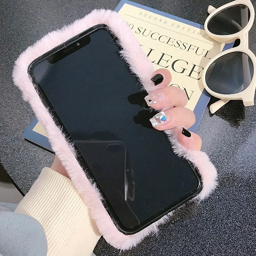 Роскошный чехол для телефона с ремешком на запястье iPhone 11 Pro X Xr Max милый меховой
