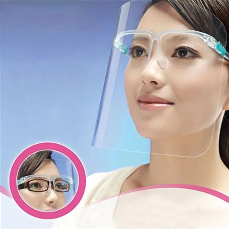 

US Hot 10pcs PET Face Shield With Glass Holder Safety Oil-Splash Proof Hairdressing Color Protective Mask Transparent Facial