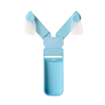 

Dual Heads Cooling Electric Pocket ABS Portable Travel Folding Rechargeable Mini Fan Home Hand Held Battery Operated USB Gift