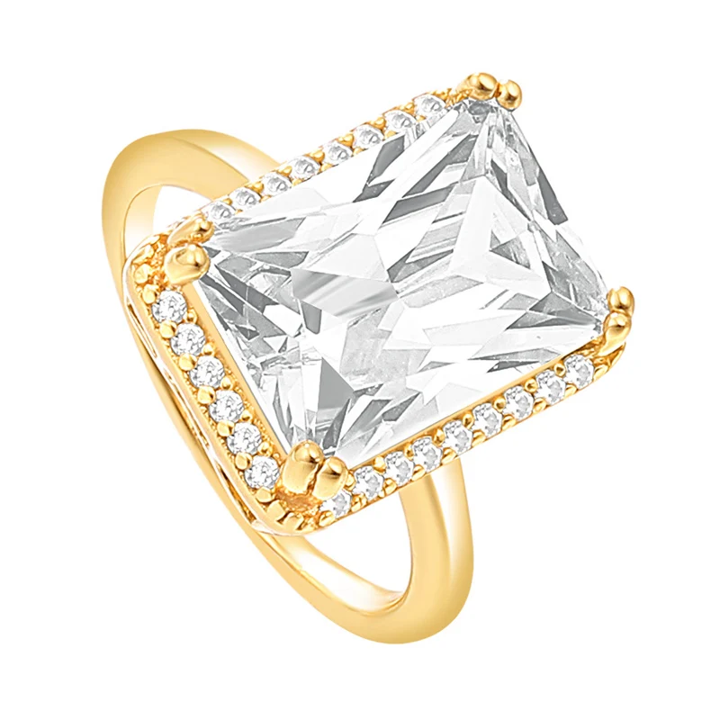 S925 Sterling Silver Ring for women lady Big AAA Zircon rings Top quality Gold color wedding engagement birthday party gift