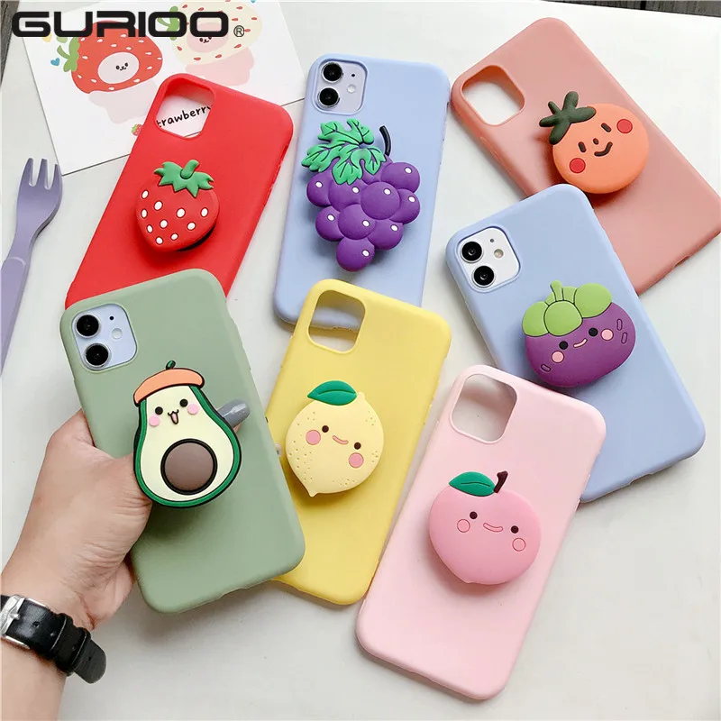 Cute Cartoon Mouse Holder Ring Silicone TPU Case For iPhone 11 Pro Max XR X XS 6 6S 7 8 Plus Floret Bracket Phone Cover | Мобильные