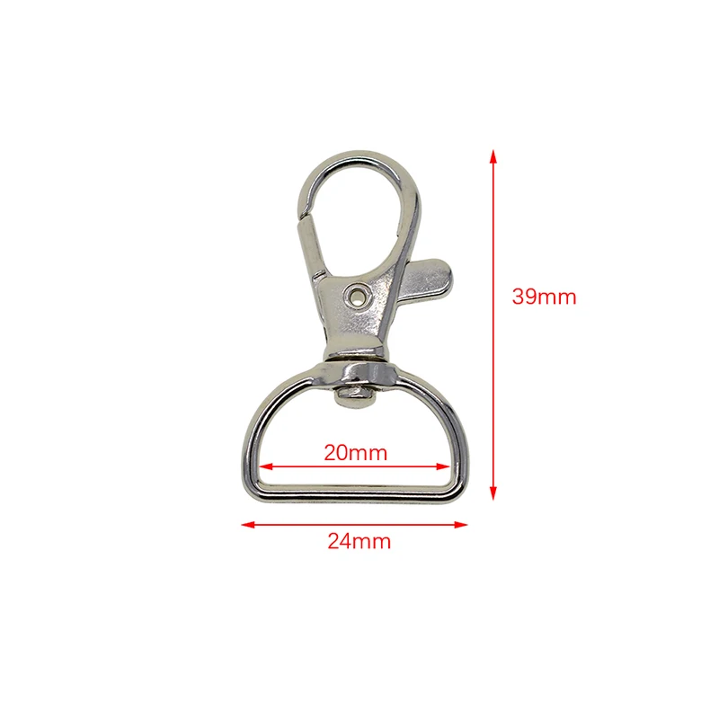 10pcs Alloy Swivel Lobster Clasps D-ring 20mm Hook Keychains Silver DIY Parts Car Keychain Accessories | Дом и сад