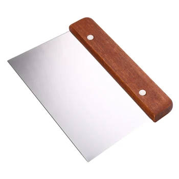 

Stainless Steel Flour Scraper Patch Slicing Knife Pancake Scraper Pancake Cake Rice Noodles Scraper Wooden Handle Dough Scraper