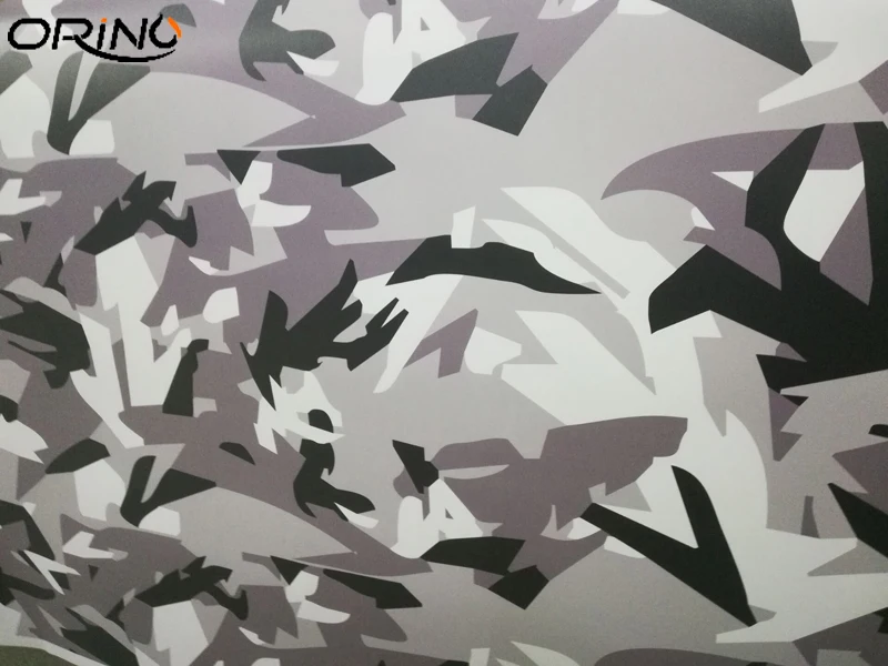 Black Grey White Camo Vinyl Film Wrap-3