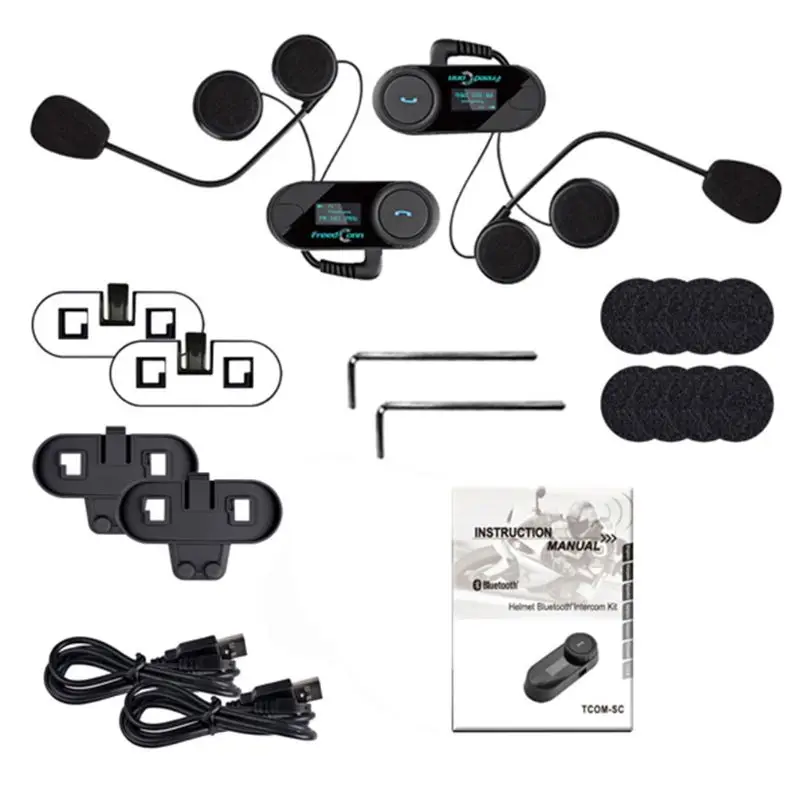 

1Set Stereo Bluetooth Walkie Talkie Motorcycle Helmet Intercom Interphone Headset for Motorcycle with LCD Screen and FM Radio