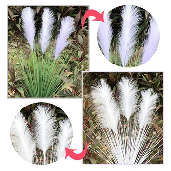 

3-Heads Artificial Plants 80CM Small Pampas Grass Green Plant Potted Phragmites Simulation Bulrush Plants Home Decor
