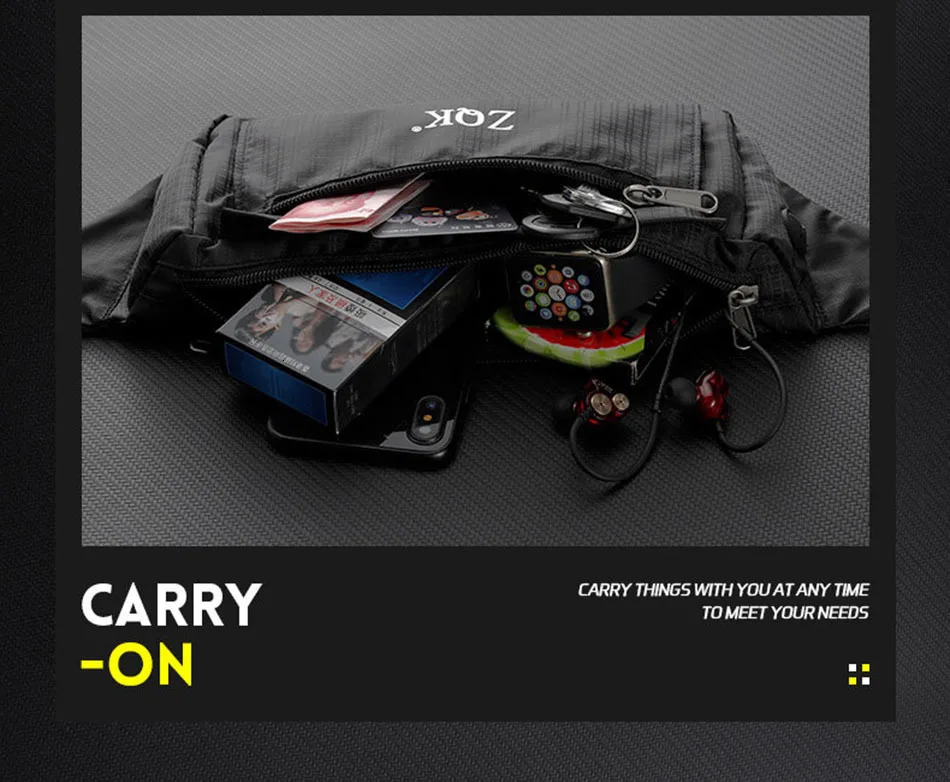 Multifunction Hip Pouch For Women Men Waterproof Wear Resistant Solid Waist Bag Sports Running Belt Bag
