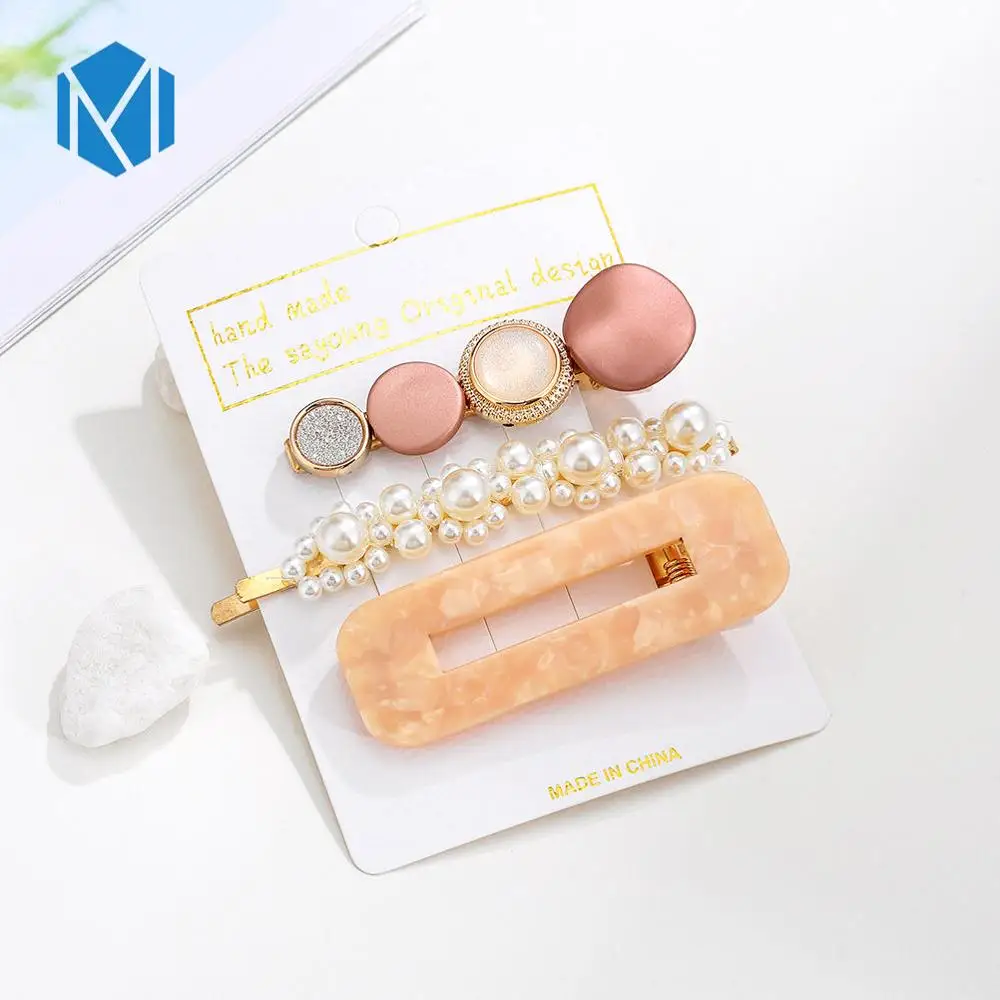3pcs square pink M MISM INS Круглый корейский Кристалл Сплав заколки для волос Макарон цвет заколки BB шпильки Заколки для женщин обувь девочек аксессуары для волос - Цвет: 3pcs square pink