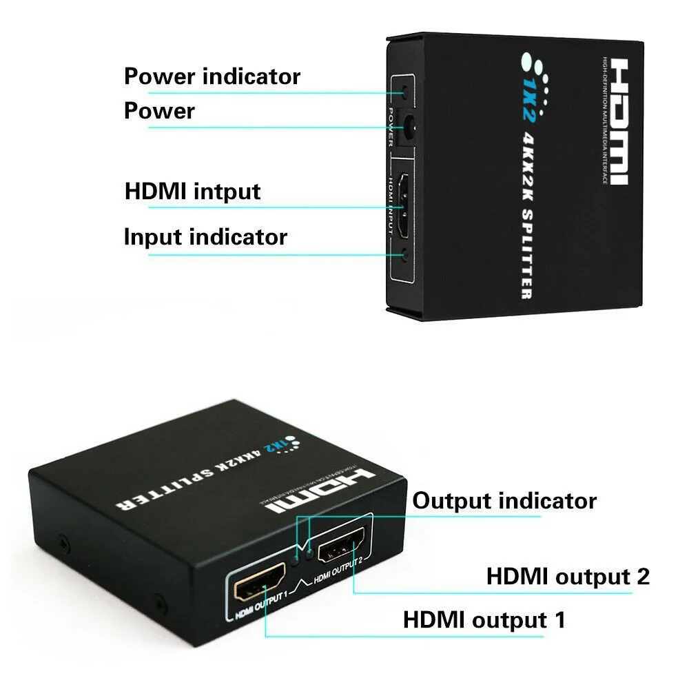 Ultra HD 4K 2 порта HDMI сплиттер 1 × 2 распределитель антенны STB 1080P концентратор 1In2 из трехмерной совместимы