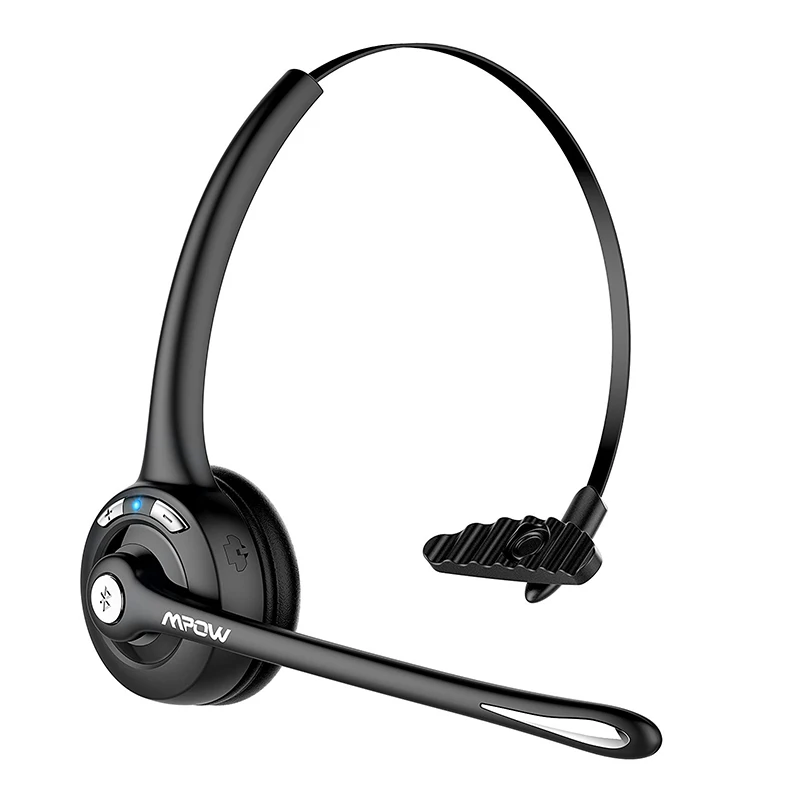 Silver And Black Mpow профессиональная водителя Перезаряжаемые Беспроводной Bluetooth гарнитура с микрофоном громкой связи Bluetooth гарнитура для Шум шумоподавления наушники - Цвет: Silver And Black