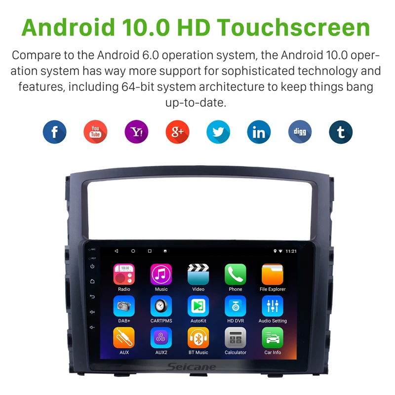 Автомобильный радиоприемник Seicane Android 10 0 HD четырехъядерный 9 дюймов Bluetooth 2Din GPS для