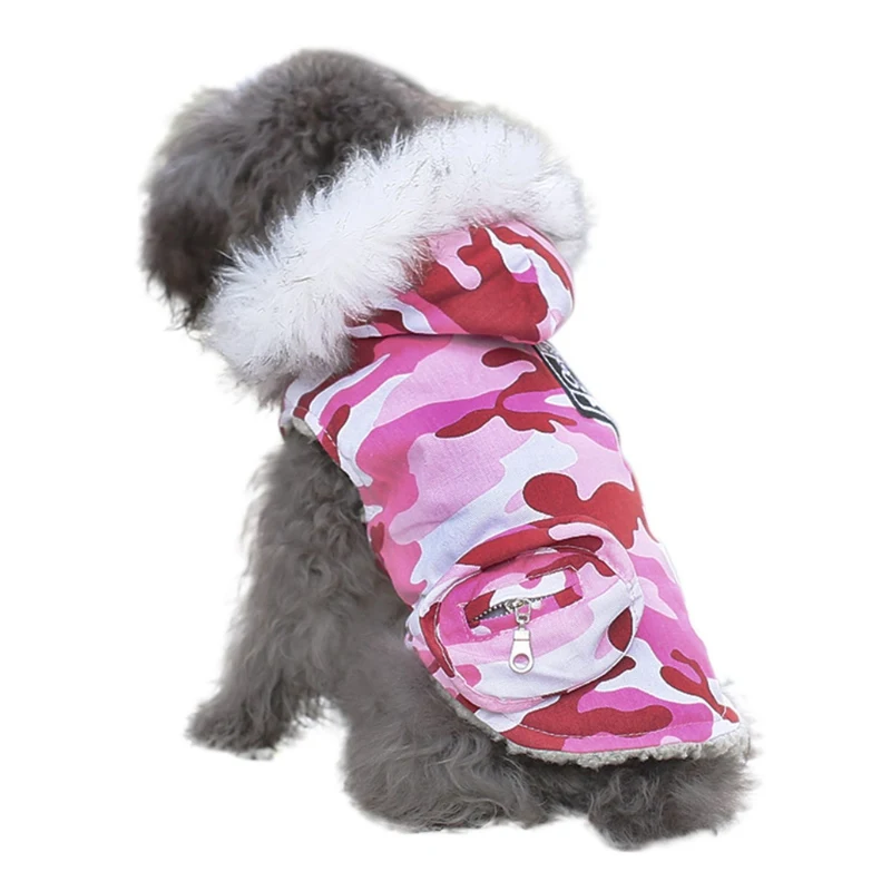 Лидер продаж, ПЭТ-собака теплая одежда камуфляжная одежда для собак капюшон мех водонепроницаемый Jakcet для чихуахуа для маленьких и крупных собак XXL дешево