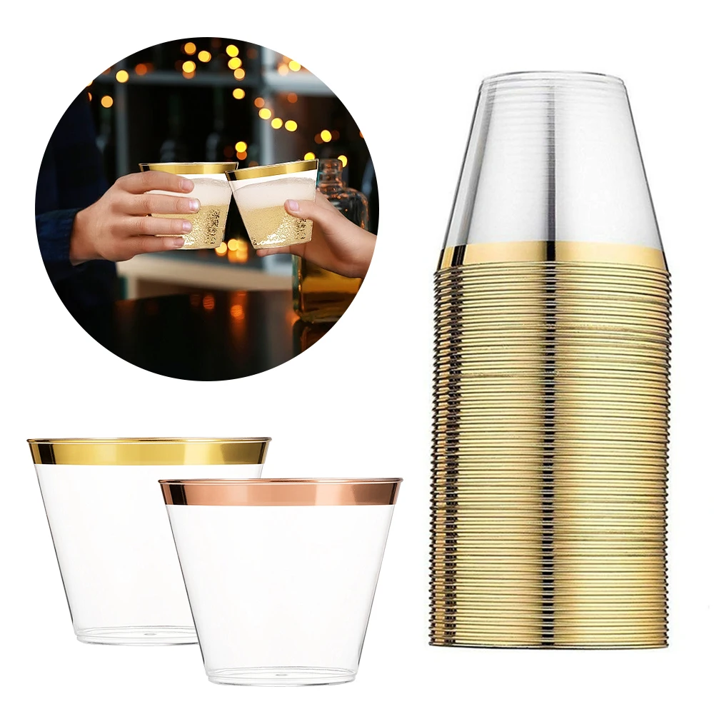 Architectuur reguleren picknick 50Pcs Rose Gold Wegwerp Cups Transparante Plastic Beker Wijn Glas Champagne  Beker Voor Verjaardag Bruiloft Decoratie Feestartikelen|Wegwerpbekers| -  AliExpress