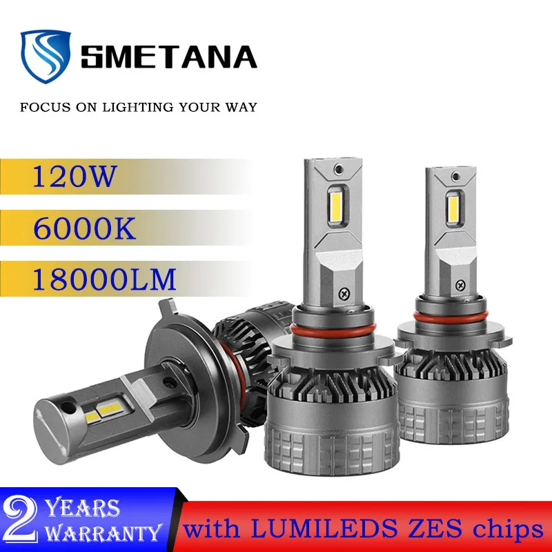 SMETANA 2Pcs H4 Led Car Headlights Canbus H7 H11 led Bulbs H8 H1 9005 9006 LED Headlamps 120W 18000LM 6000K Auto Led Fog Lights