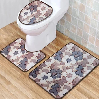 

Newly 3Pcs Soft Coral Fleece Bath Mat Set Bathroom Toilet Rug Water Absorption Bathroom Carpet Non-slip Kitchen Bath Mat Tapete