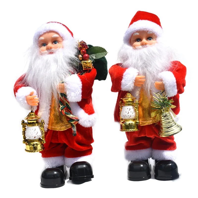 New Arrivals Christmas Stuffed Santa Claus Toys with Jingle Bell & Lamp Best for Children Christmas Gift