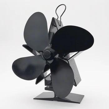 

Black Stove Fan Fireplace Fan Heat Powered Komin Wood Burner 4 Blade Eco Fan Friendly Quiet Home Efficient Heat Distribution