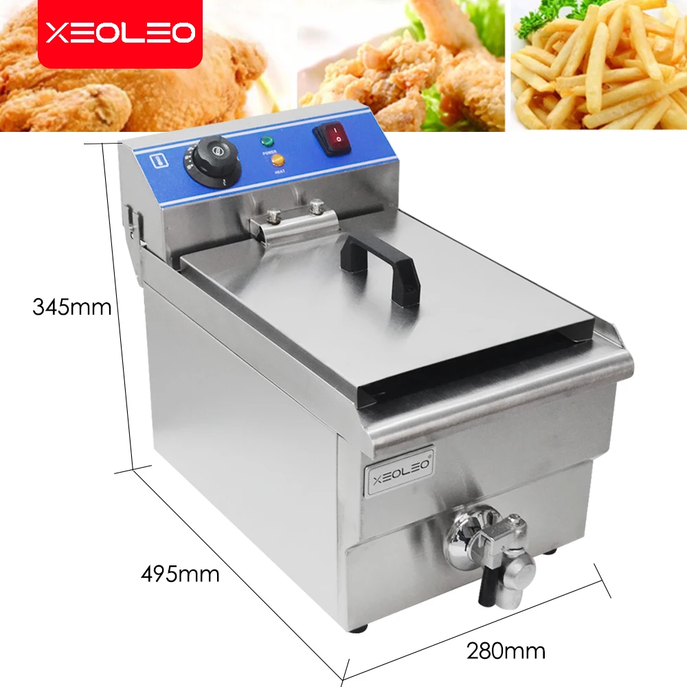 XEOLEO 10L  Commercial Electric Deep Fryer Stainless Steel French Single Tank Household Frying Machine Chips/Chicken Processor 2