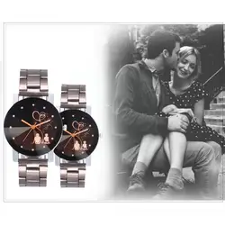 Reloj de pulsera de acero para hombre y mujer, cronógrafo de marca Original a la moda, par, T6k9