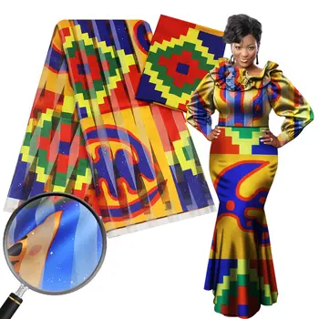 

promotion 2+4yards satin silk with ORGANZA fabric soft african fabric for dress ankara fabric african wax prints fabric niger