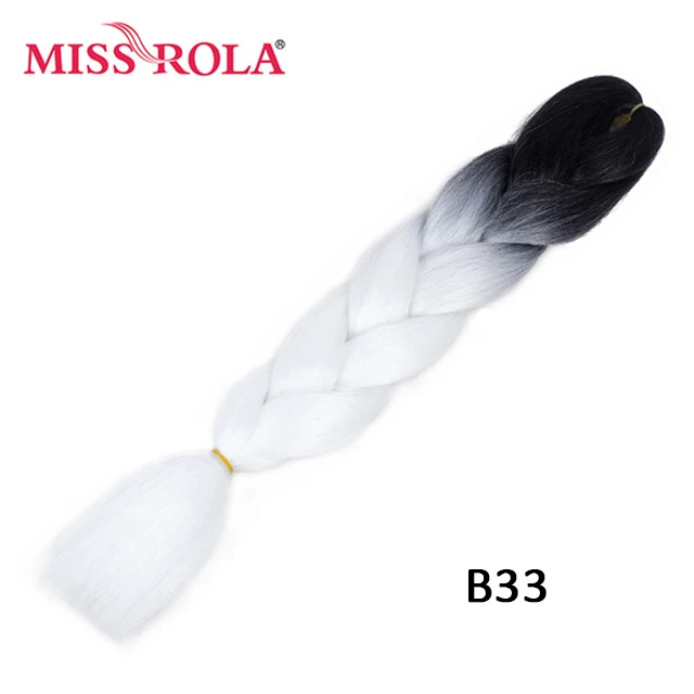 Miss Rola Synthetic Support Wholesale 100g 24 Inch Jumbo BraidsPink Green Yellow High Temperature Fiber Ombre Hair Extensions B33
