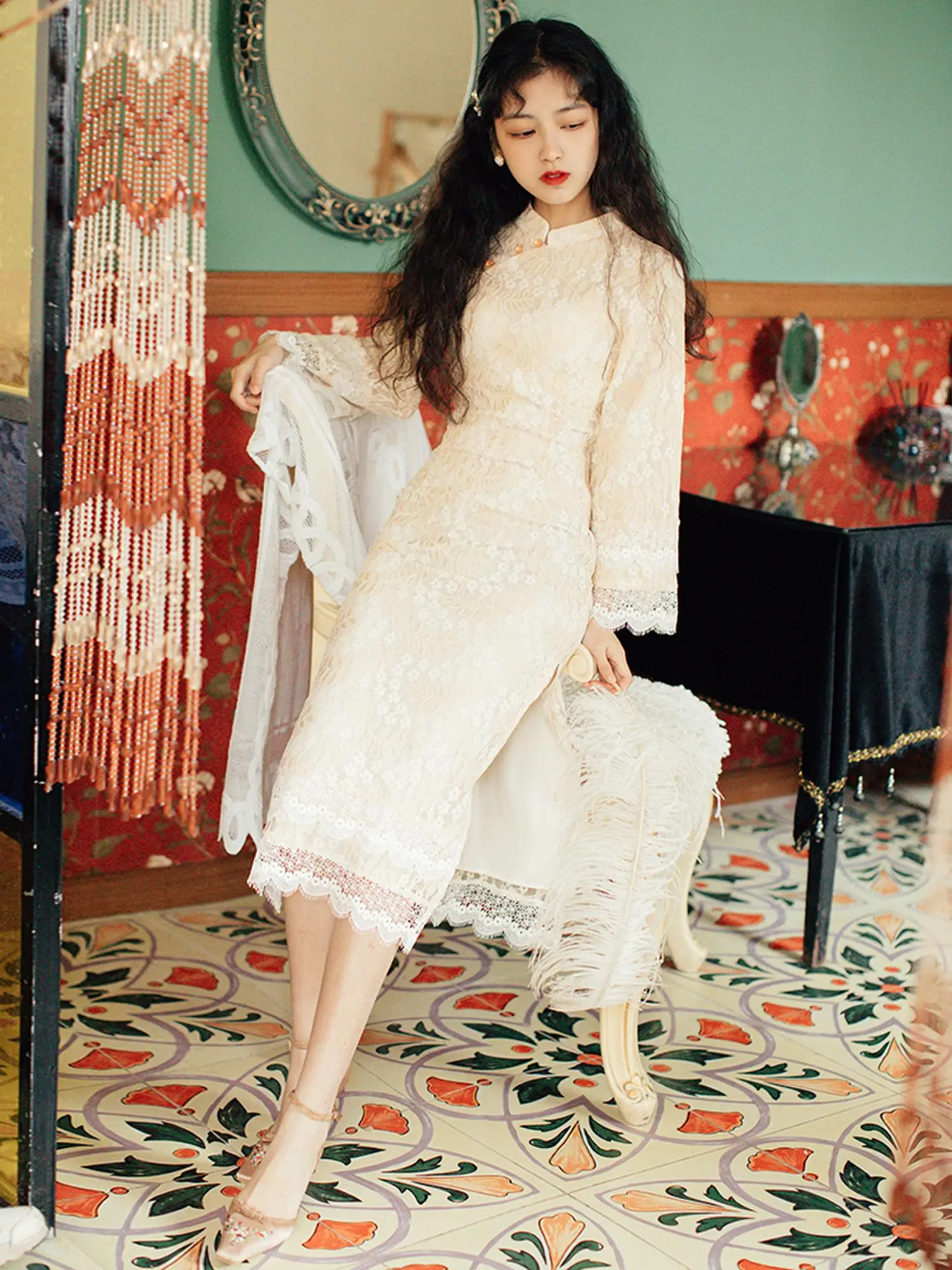 The spring and autumn period and the new Chinese girl dress young sweet cheongsam modified dress
