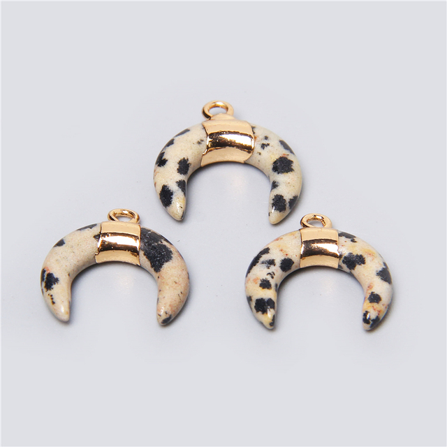 Unique Horn Shape Pendant Natural Stone Lapis Lazuli Aventurine Pink Rose Quartzs Pendants For Necklace Bracelet Handmade